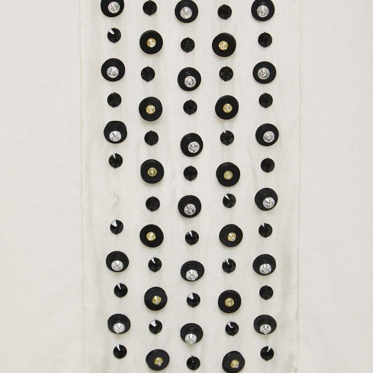 Pre Owned Max Mara Cream Embellished Crepe Sleeveless Top S