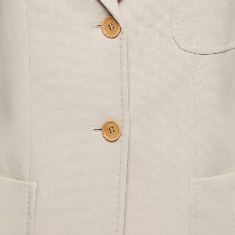 Pre Owned Max Mara Beige Wool Single-Breasted Suit S