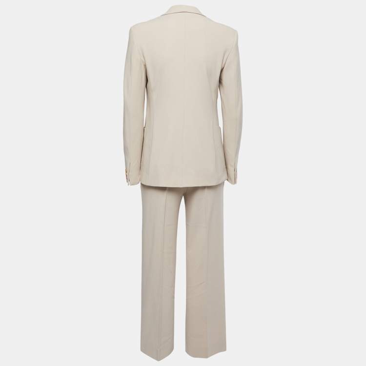 Pre Owned Max Mara Beige Wool Single-Breasted Suit S