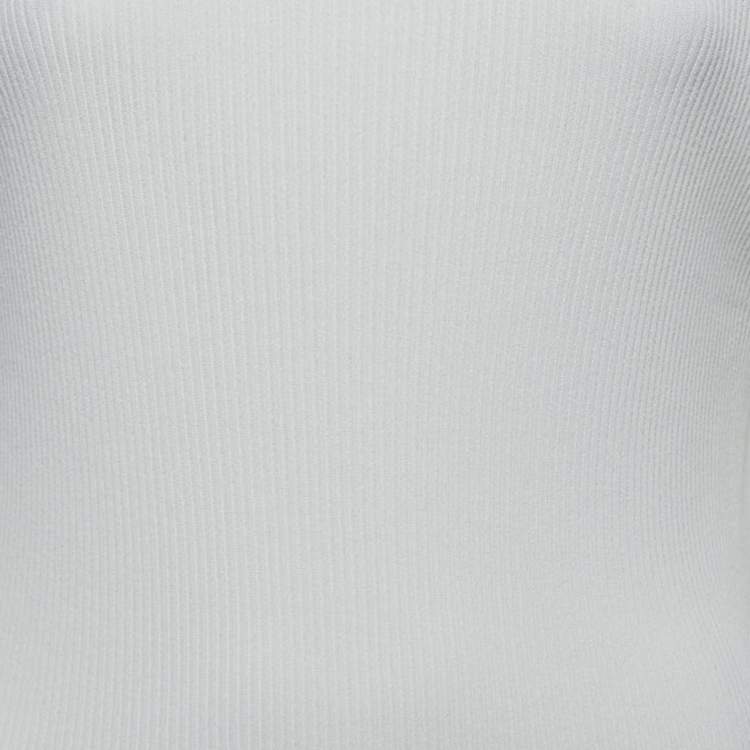 Pre Owned Max Mara White Stretch Knit Long Sleeve Top XXL