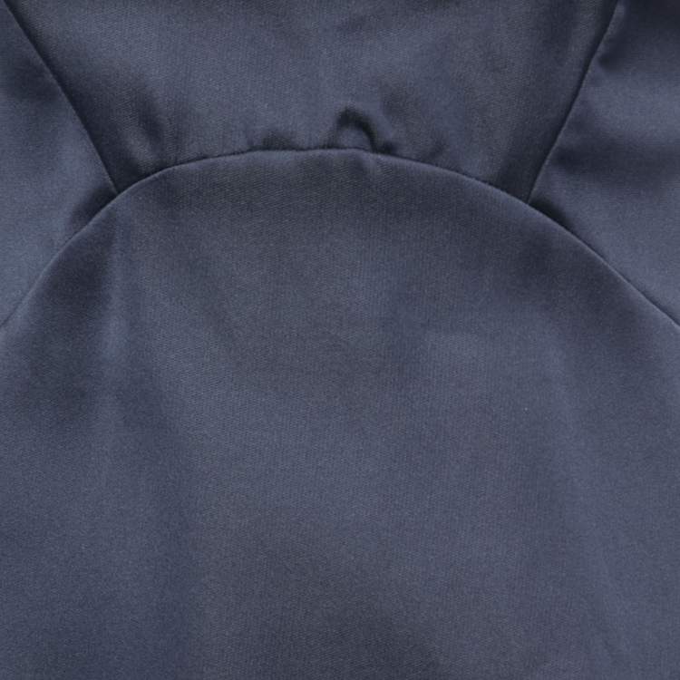 Pre Owned Max Mara Pianoforte Dark Blue Satin Sleeveless Gown XS