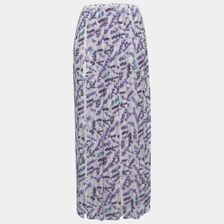 Pre Owned Max Mara White Floral Printed Georgette Oreste Maxi Skirt M