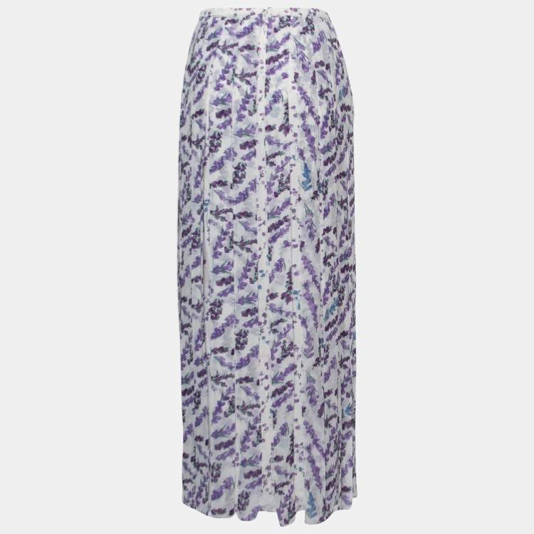 Pre Owned Max Mara White Floral Printed Georgette Oreste Maxi Skirt M
