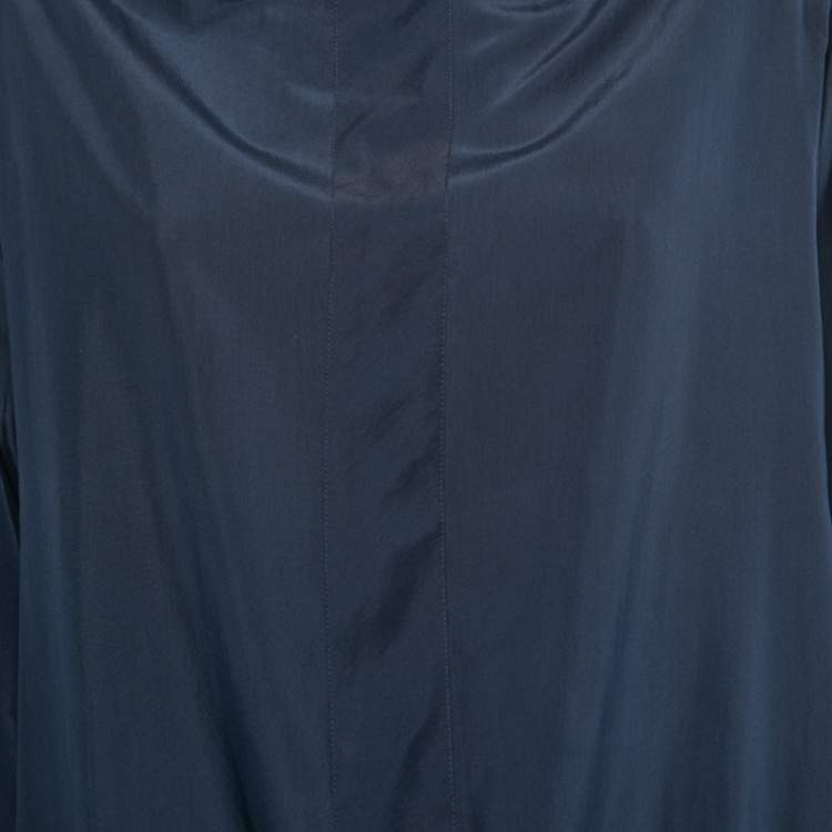 Pre Owned Max Mara Navy Blue Silk Oversized Turtleneck Top XS