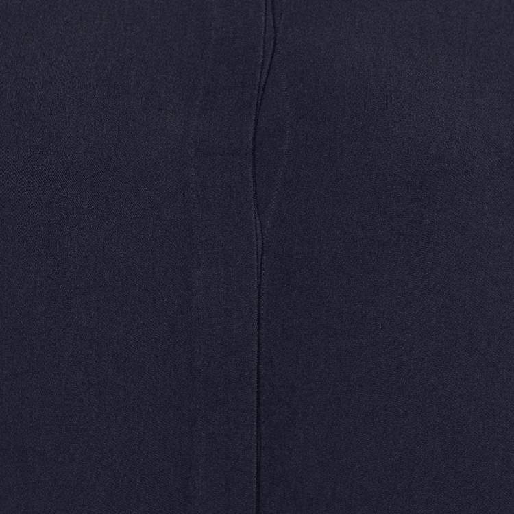Pre Owned S'Max Mara Navy Blue Crepe Button Front Shirt Midi Dress M