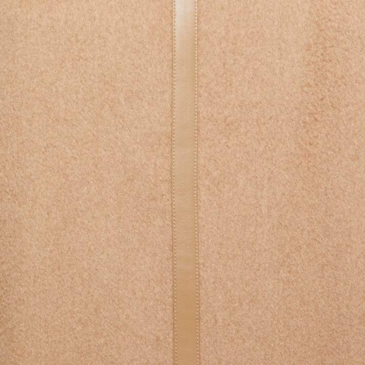 Pre Owned Max Mara Beige Wool Leather Trimmed Short Dress L