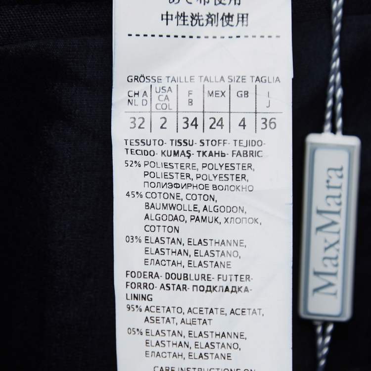 Pre Owned Max Mara Navy Blue Alphabets Patterned Cotton Blend Pencil Skirt XS