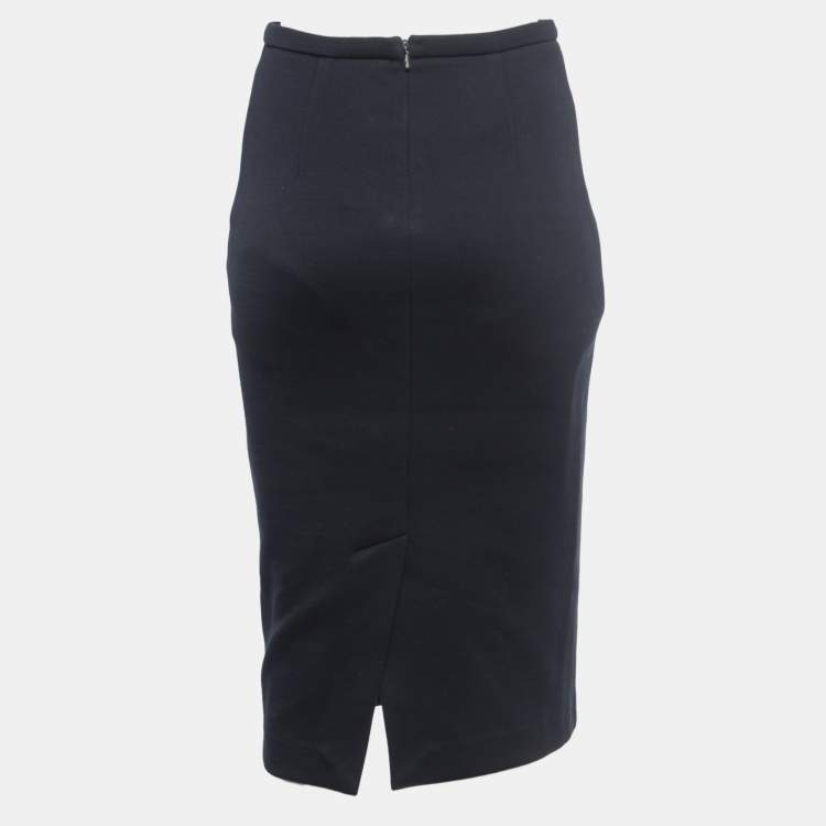 Pre Owned Max Mara Navy Blue Knit Pencil Skirt S