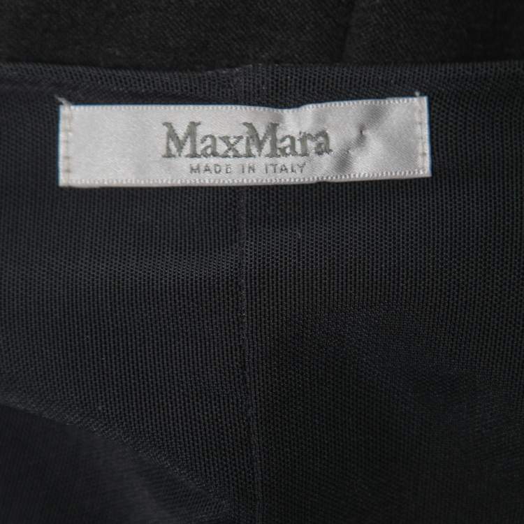 Pre Owned Max Mara Black Crepe & Knit Wrap Effect Midi Dress XS