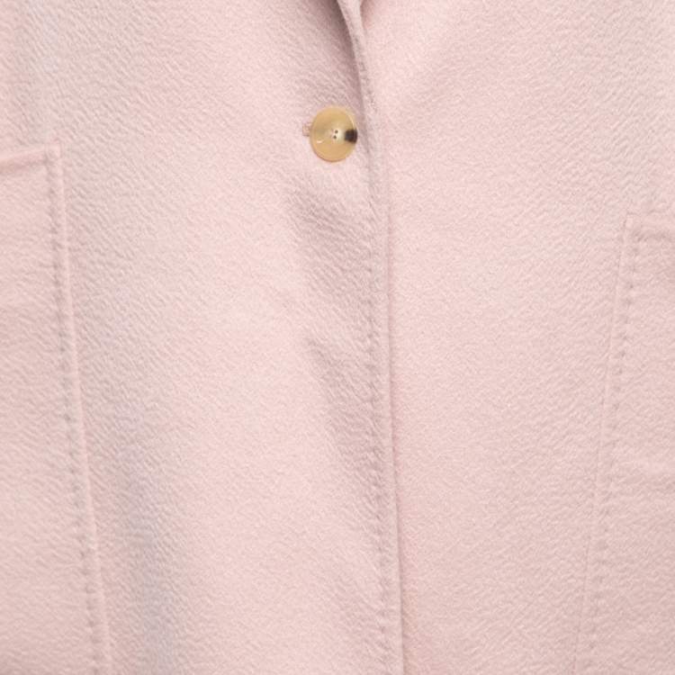 Pre Owned Max Mara Light Pink Cashmere Single Breasted Long Coat M