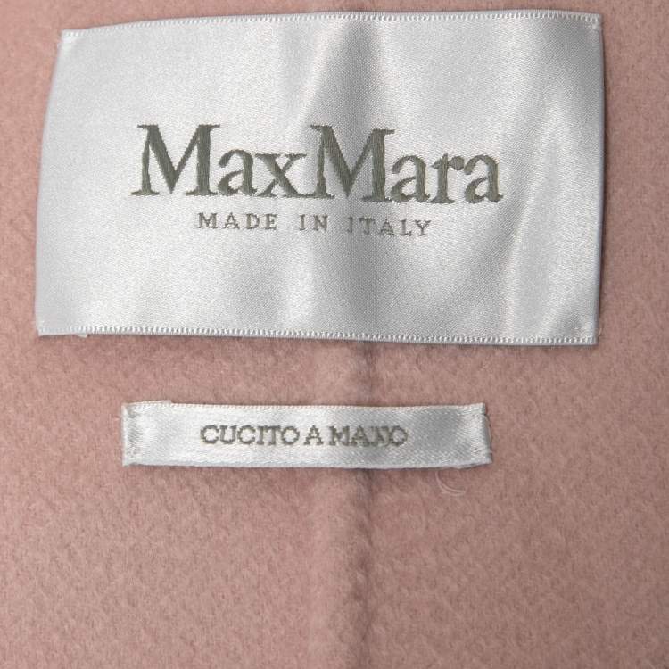 Pre Owned Max Mara Light Pink Cashmere Single Breasted Long Coat M