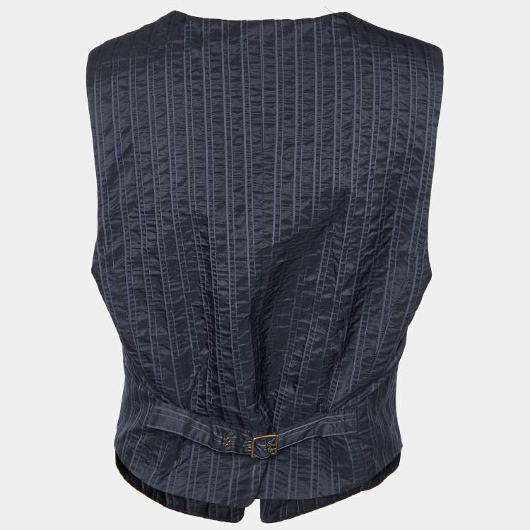 Pre Owned Max Mara Charcoal Grey Textured Waistcoat M