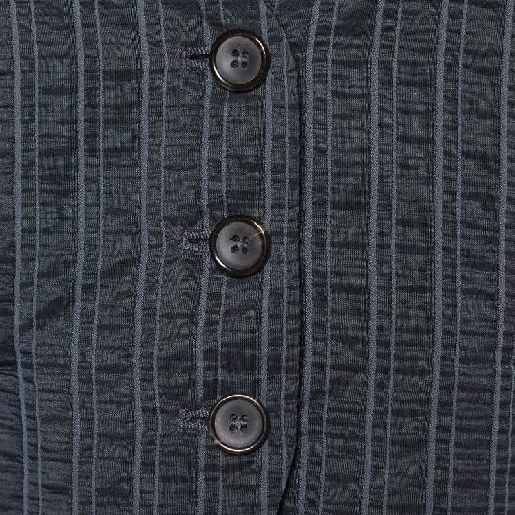 Pre Owned Max Mara Charcoal Grey Textured Waistcoat M