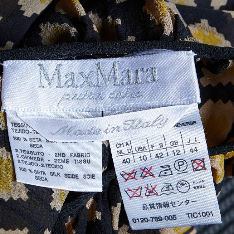 Pre Owned Max Mara Yellow Printed Silk Top M