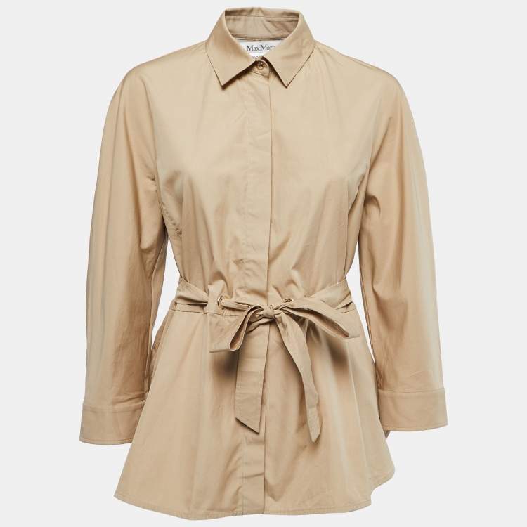 Pre Owned Max Mara Beige Cotton Belted Shirt M
