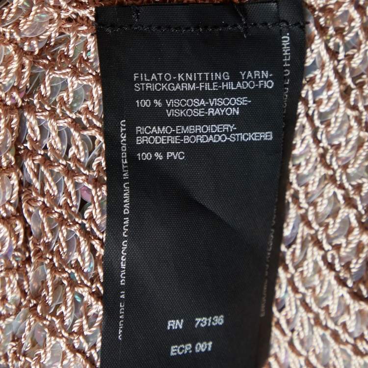 Pre Owned Max Mara Brown Sequined Knit Cropped Cardigan L