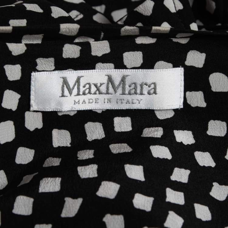 Pre Owned Max Mara Black Printed Silk Top S