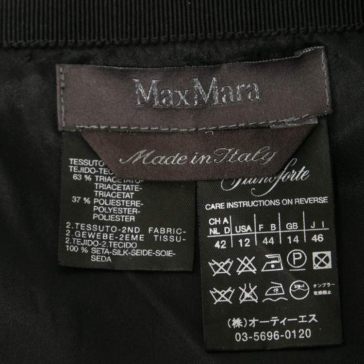 Pre Owned Max Mara Black Crepe Strapless Draped Gown XL