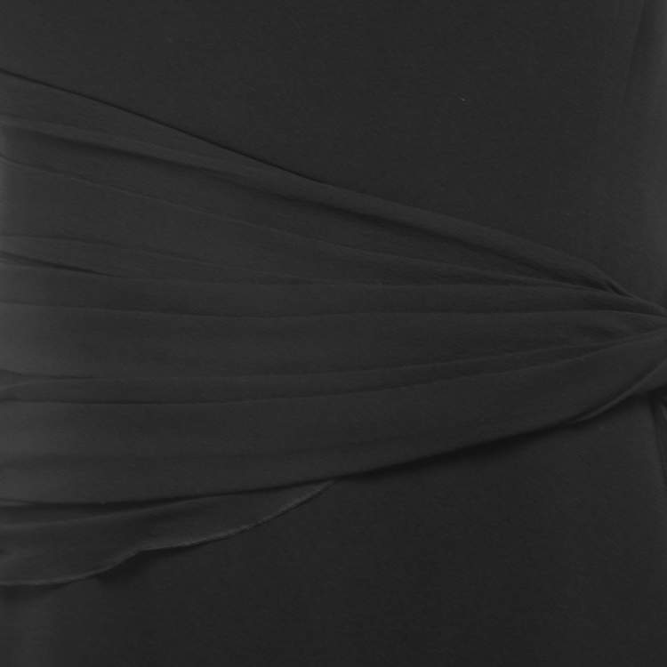 Pre Owned Max Mara Black Crepe Strapless Draped Gown XL