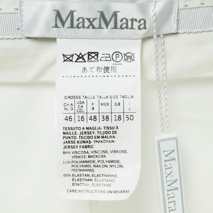 Pre Owned Max Mara White Jersey Knit Tapered Trousers XL