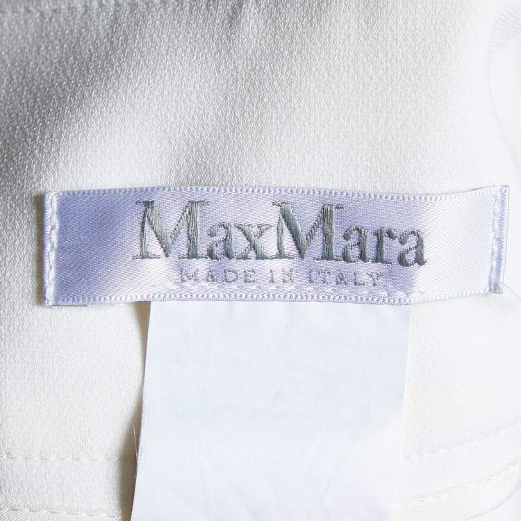 Pre Owned Max Mara White Crepe Contrast Detail Palazzo Pants M