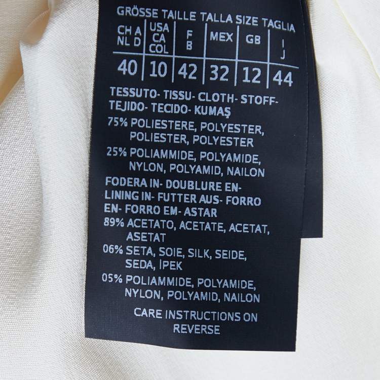 Pre Owned Max Mara Cream Textured Button Front Short Jacket M