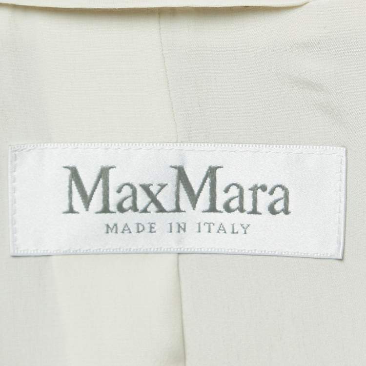 Pre Owned Max Mara White Jacquard Sleeveless Belted Coat M