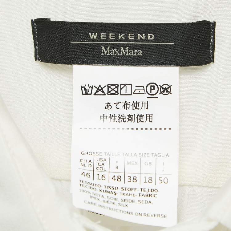 Pre Owned Max Mara Off White Silk Button Front Full Sleeve Shirt XL
