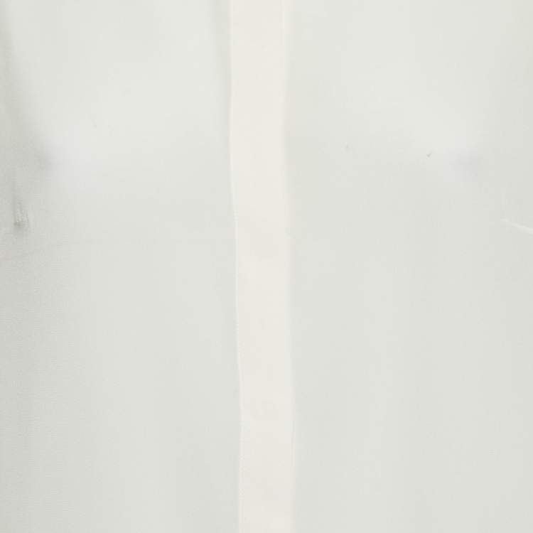 Pre Owned Max Mara Off White Silk Button Front Full Sleeve Shirt XL