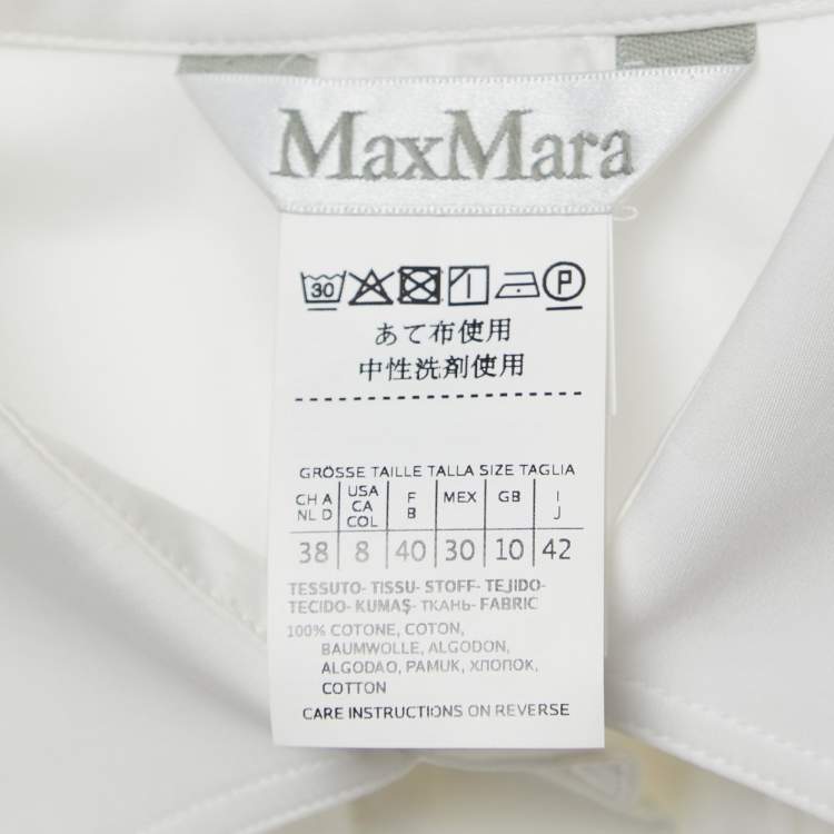 Pre Owned Max Mara White Cotton Button Front Shirt Dress M