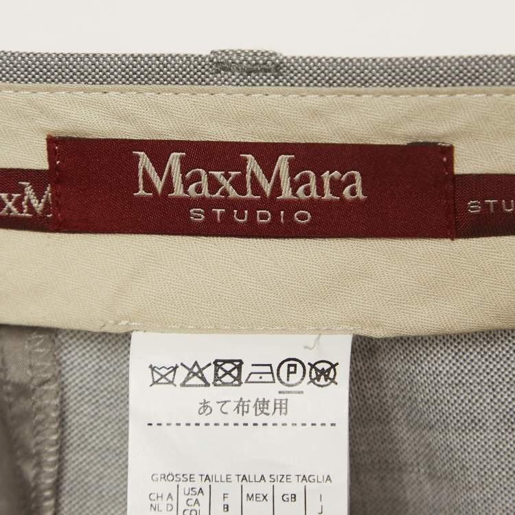 Pre Owned Max Mara Grey Wool Blend Tailored Trousers S
