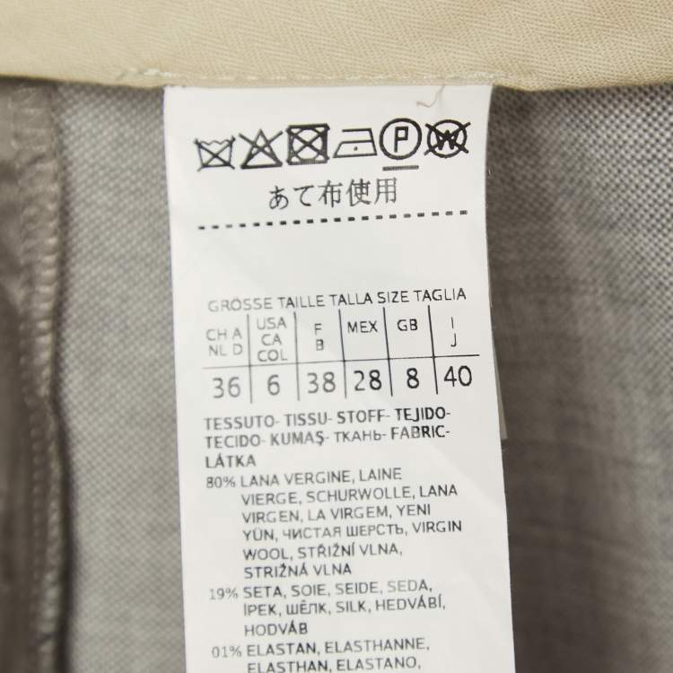 Pre Owned Max Mara Grey Wool Blend Tailored Trousers S