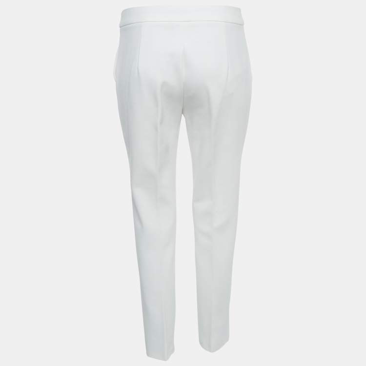 Pre Owned Max Mara White Jersey Knit Tapered Trousers M