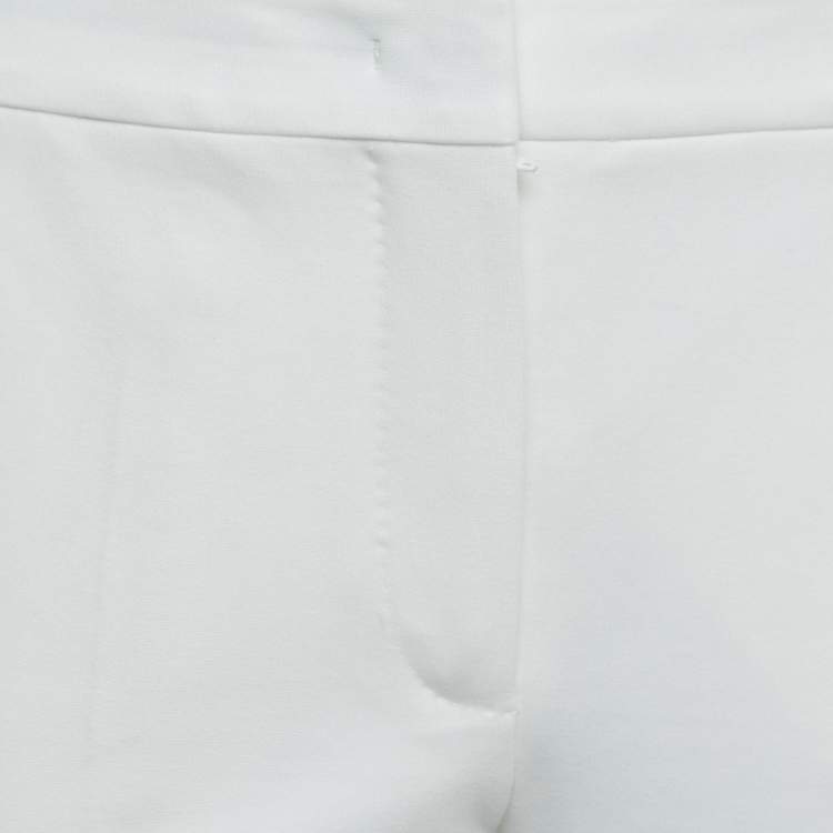 Pre Owned Max Mara White Jersey Knit Tapered Trousers M