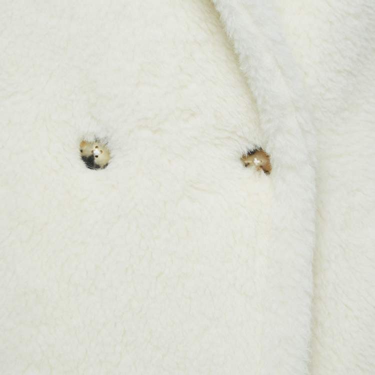 Pre Owned Max Mara Ivory White Double Breasted Teddy Bear Coat S