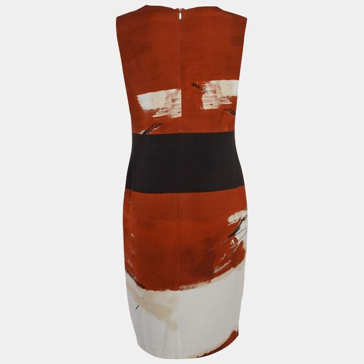 Pre Owned Max Mara Brown Printed Jersey Sleeveless Mini Dress L