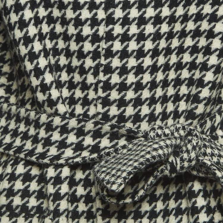 Pre Owned Max Mara White/Black Houndstooth Check Wool Reversible Coat L
