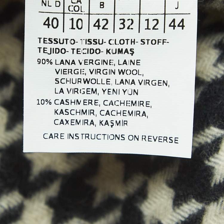 Pre Owned Max Mara White/Black Houndstooth Check Wool Reversible Coat L
