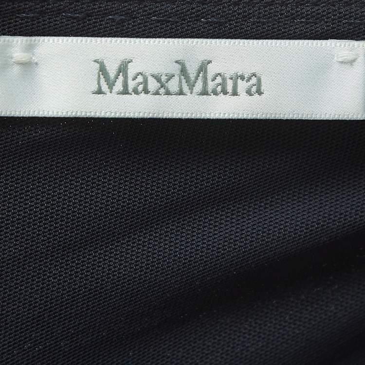 Pre Owned Max Mara Affine Black Crepe and Cotton Pleated Midi Dress S