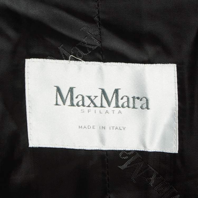 Pre Owned Max Mara Black Fringe Detail Wool Teddy Bear Double Breasted Coat S