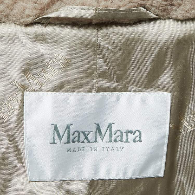 Pre Owned Max Mara Beige Wool Teddy Bear Double Breasted Coat S