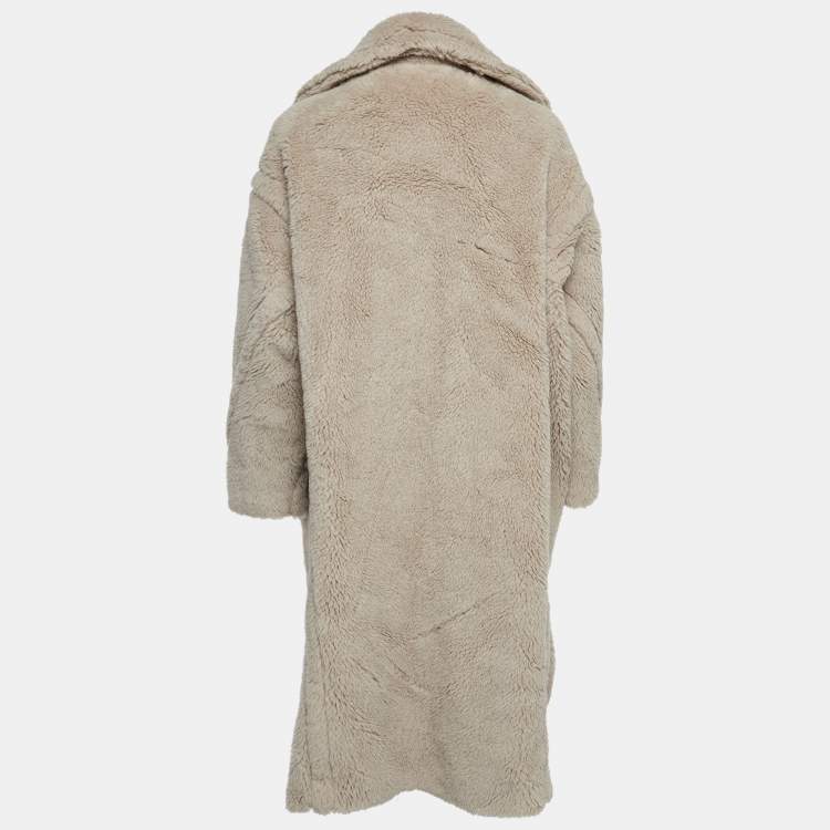 Pre Owned Max Mara Beige Wool Teddy Bear Double Breasted Coat S