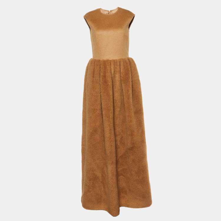 Pre Owned Max Mara Brown Camel Hair Mito Maxi Dress S
