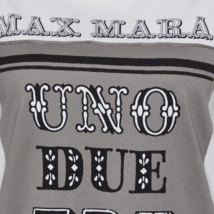 Pre Owned Max Mara White Logo Print Cotton Crew Neck T-Shirt S