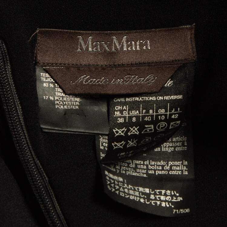 Pre Owned Max Mara Black Crepe Floral Detail Halter Neck Dress M
