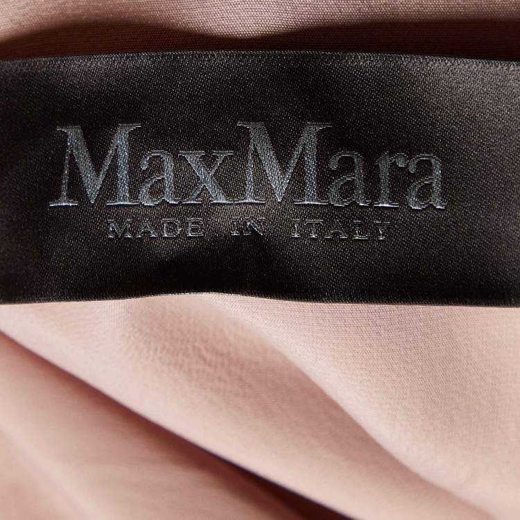 Pre Owned Max Mara Pink Synthetic Feather Tiered Midi Dress M