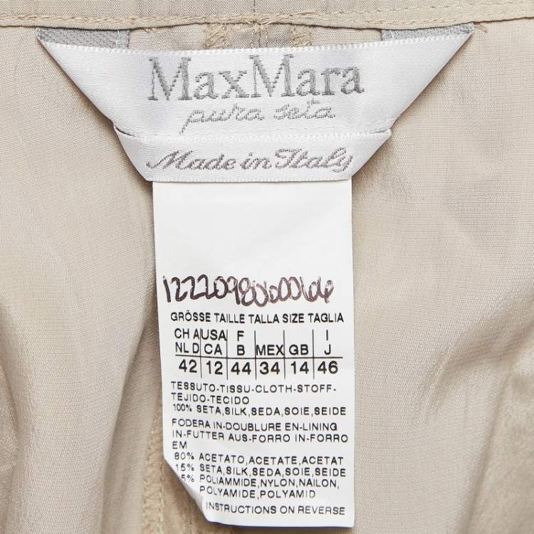 Pre Owned Max Mara Beige Silk Sleeveless Short Dress L