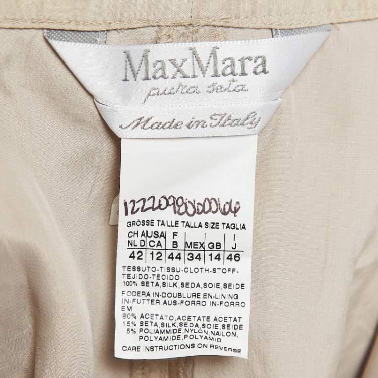 Pre Owned Max Mara Beige Silk Sleeveless Short Dress L