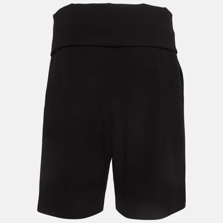 Pre Owned Max Mara Black Crepe High Waist Shorts M