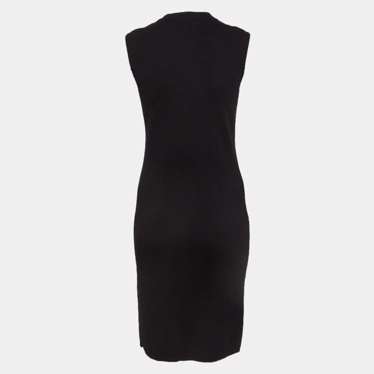 Pre Owned Max Mara Black Wool Knit Sleeveless Short Dress S